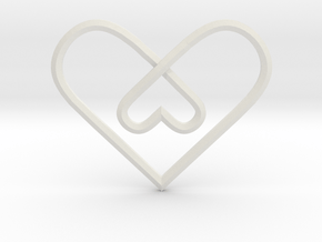 2 Hearts Knot Pendant in White Natural Versatile Plastic