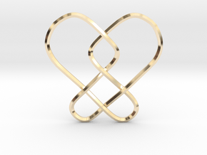 2 Hearts Knot Pendant in 14K Yellow Gold