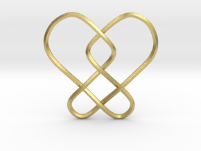 2 Hearts Knot Pendant in Natural Brass