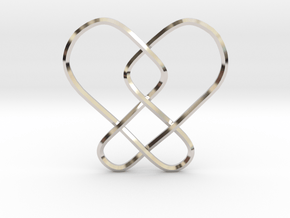 2 Hearts Knot Pendant in Rhodium Plated Brass