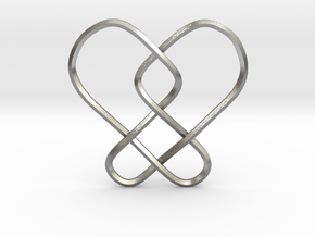 2 Hearts Knot Pendant in Natural Silver