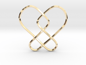 2 Hearts Knot Pendant in 14k Gold Plated Brass