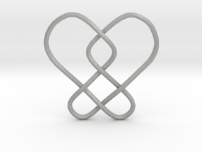 2 Hearts Knot Pendant in Aluminum