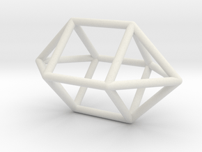 0758 J15 Elongated Square Dipyramid (a=1cm) #1 in White Natural Versatile Plastic