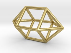 0758 J15 Elongated Square Dipyramid (a=1cm) #1 in Natural Brass