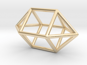 0758 J15 Elongated Square Dipyramid (a=1cm) #1 in 14k Gold Plated Brass