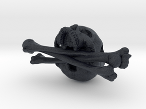 Human Skull Jewelry Pendant Necklace, Crossbones in Black PA12