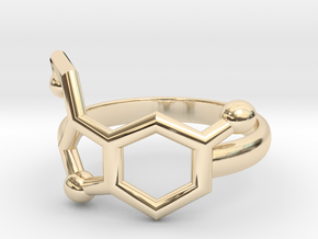 Serotonin Molecule Ring Minimal in 14k Gold Plated Brass: 3.5 / 45.25