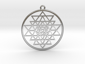 Sri Yantra pendant optimal in Natural Silver