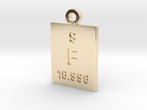 F Periodic Pendant in 14k Gold Plated Brass