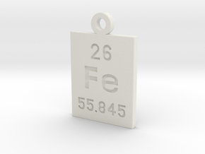 Fe Periodic Pendant in White Premium Versatile Plastic