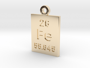 Fe Periodic Pendant in 14k Gold Plated Brass