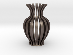 Vase-18 in Polished Bronzed-Silver Steel