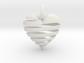 Ribbon Heart Pendant in White Natural Versatile Plastic