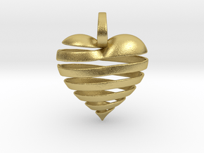 Ribbon Heart Pendant in Natural Brass