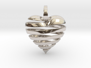 Ribbon Heart Pendant in Rhodium Plated Brass