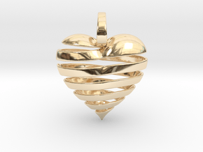 Ribbon Heart Pendant in 14k Gold Plated Brass