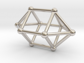 0759 J15 Elongated Square Dipyramid (a=1cm) #2 in Rhodium Plated Brass