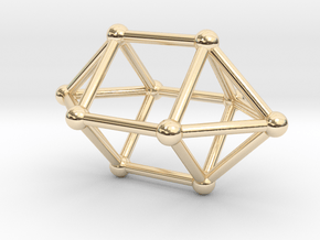0759 J15 Elongated Square Dipyramid (a=1cm) #2 in 14k Gold Plated Brass