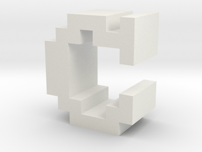 "C" inch size NES style pixel art font block in White Natural Versatile Plastic