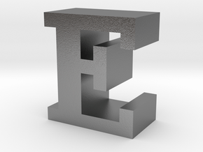"E" inch size NES style pixel art font block in Natural Silver