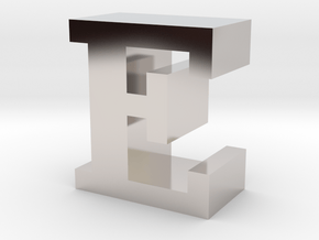 "E" inch size NES style pixel art font block in Platinum