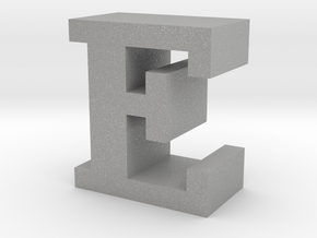 "E" inch size NES style pixel art font block in Aluminum