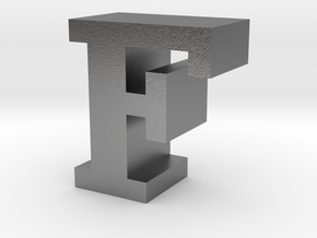 "F" inch size NES style pixel art font block in Natural Silver