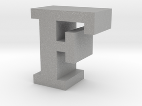 "F" inch size NES style pixel art font block in Aluminum