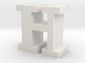 "H" inch size NES style pixel art font block in White Natural Versatile Plastic