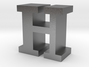 "H" inch size NES style pixel art font block in Natural Silver