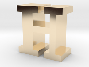 "H" inch size NES style pixel art font block in 14K Yellow Gold