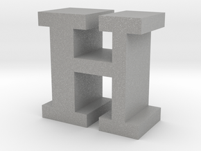 "H" inch size NES style pixel art font block in Aluminum