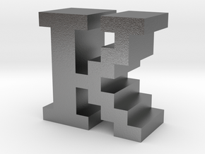 "K" inch size NES style pixel art font block in Natural Silver