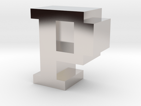 "P" inch size NES style pixel art font block in Platinum