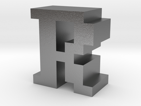 "R" inch size NES style pixel art font block in Natural Silver