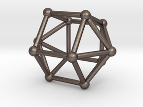0762 J16 Elongated Pentagonal Dipyramid (a=1cm) #2 in Polished Bronzed-Silver Steel