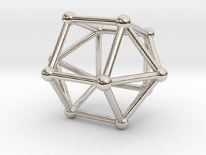 0762 J16 Elongated Pentagonal Dipyramid (a=1cm) #2 in Rhodium Plated Brass