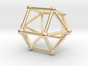 0762 J16 Elongated Pentagonal Dipyramid (a=1cm) #2 in 14k Gold Plated Brass