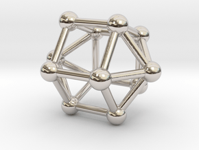0763 J16 Elongated Pentagonal Dipyramid (a=1cm) #3 in Rhodium Plated Brass