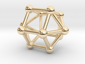 0763 J16 Elongated Pentagonal Dipyramid (a=1cm) #3 in 14k Gold Plated Brass