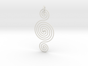 Triple Spiral Pendant in White Natural Versatile Plastic