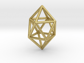 0764 J17 Gyroelongated Square Dipyramid (a=1cm) #1 in Natural Brass