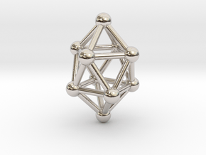 0766 J17 Gyroelongated Square Dipyramid (a=1cm) #3 in Rhodium Plated Brass