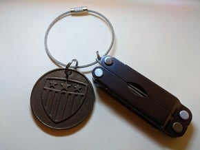 Customizable Coin Tag: US Shield Emblem Edition in Polished Bronze Steel