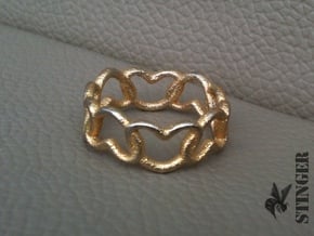 Connected Hearts Ring Size 7 in Polished Gold Steel