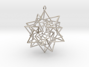 Star Dodecahedron Pendant in Rhodium Plated Brass