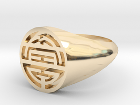 Longevity-Lady Signet Ring in 14k Gold Plated Brass: 3 / 44
