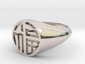 Fortune (Luck) - Lady Signet Ring in Rhodium Plated Brass: 3 / 44