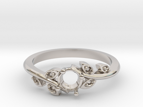 Leaf Ring With Center Stone  in Platinum